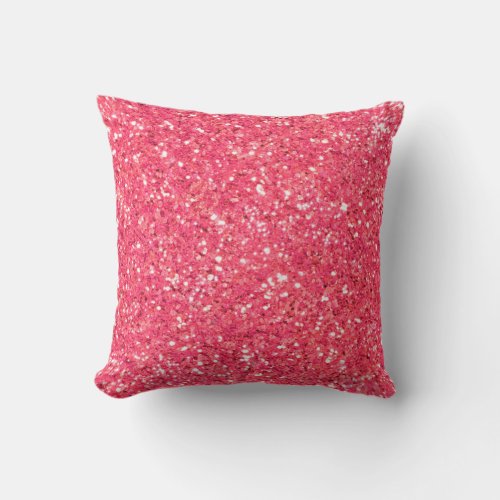 Pink fun sparkle glitter pattern throw pillow