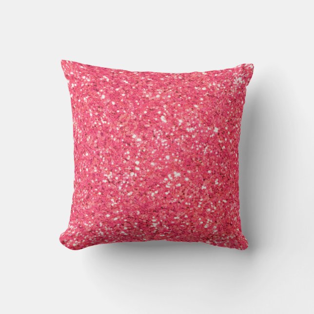 Pink fun sparkle glitter pattern throw pillow (Front)
