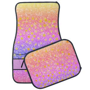 Pink fun sparkling pattern, glittery stars car floor mat