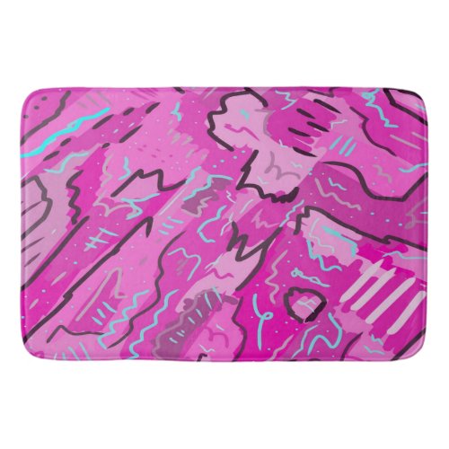 Pink Fun with Abstract Art  Bath Mat