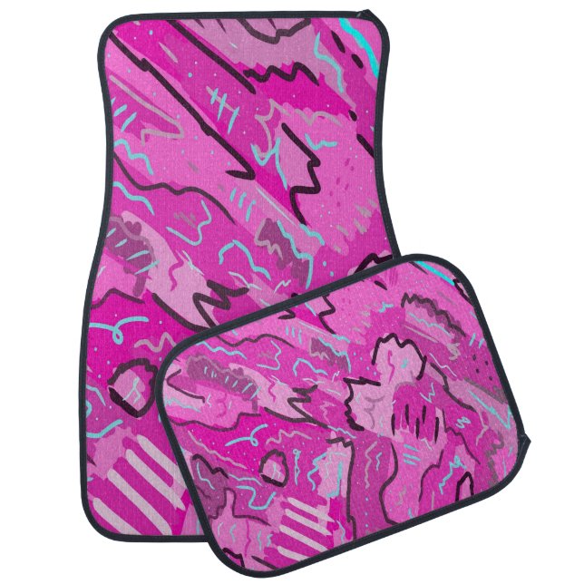 Pink! Fun with Abstract Art Car Floor Mat (Set)