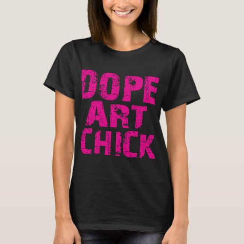 Pink Funk Dope Art Chick Pink on Black T_Shirt