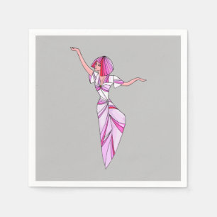 Pink funky dancer girl with pink hair napkins