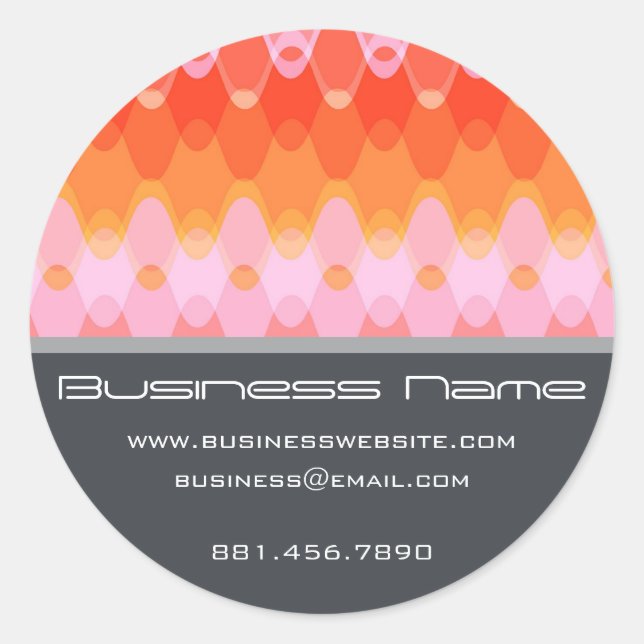 Pink Funky Groovy Zig Zag Waves Chevron Pattern Classic Round Sticker (Front)