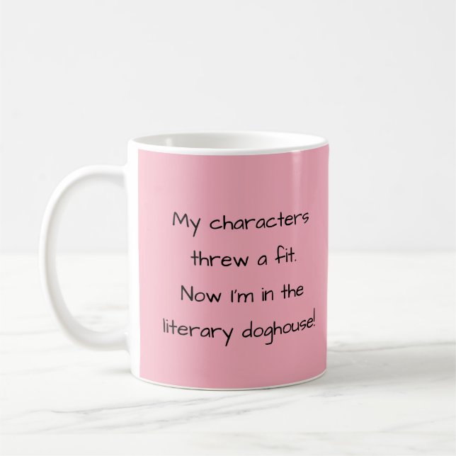 Pink Funny Author Writing Coffee Mug (Left)