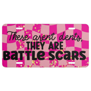 Pink Funny Crashed Car License Plate