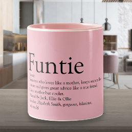 Pink Funny Funtie Aunt Auntie Definition Two-Tone  Two-Tone Coffee Mug