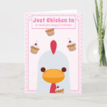 Pink Funny Just Chicken In Birthday Card