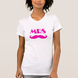 Pink funny mustache Mrs title marriage shirt