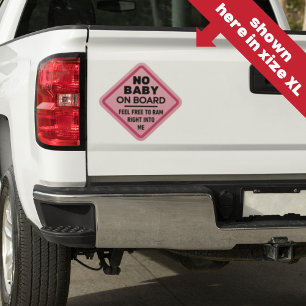 Pink Funny No Baby on Board Adult Caution Bumper Sticker
