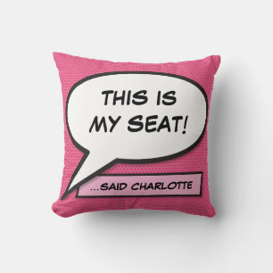 Pink Funny Personalised Speech Bubble Modern Cool Throw Pillow