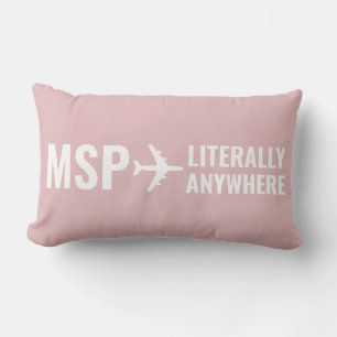 Pink Funny Personalized Vacation Travel Lover Lumbar Pillow