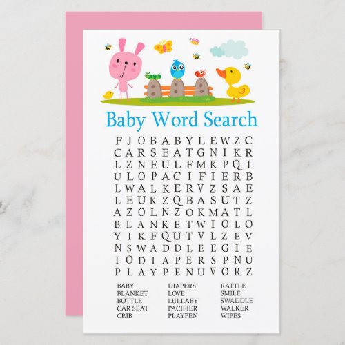 Pink funny rabbit Baby word scramble game