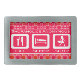 Pink Funny Shopaholic Eat Sleep Shop Award Belt Buckle