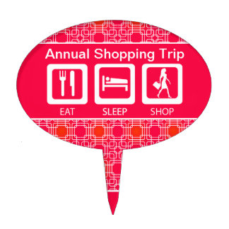 Pink Funny Shopaholic Eat Sleep Shop Award Cake Topper
