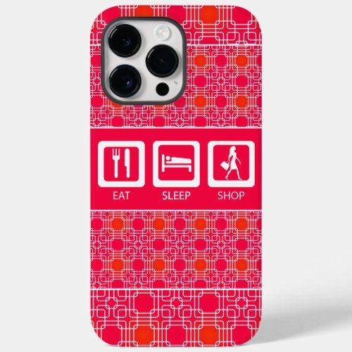 Pink Funny Shopaholic Eat Sleep Shop Award Case_Mate iPhone 14 Pro Max Case