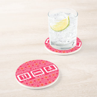 Pink Funny Shopaholic Eat Sleep Shop Award Drink Coaster