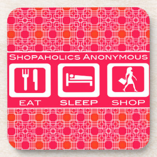 Pink Funny Shopaholic Eat Sleep Shop Award Drink Coaster