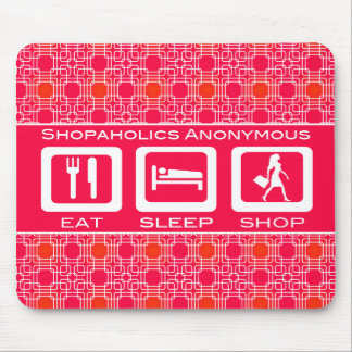 Pink Funny Shopaholic Eat Sleep Shop Award Mouse Pad