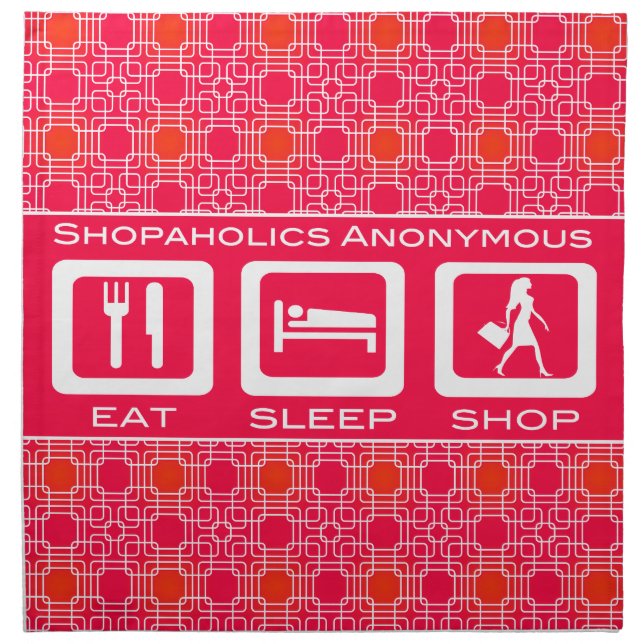 Pink Funny Shopaholic Eat Sleep Shop Award Napkin (Front)