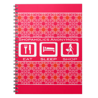 Pink Funny Shopaholic Eat Sleep Shop Award Notebook