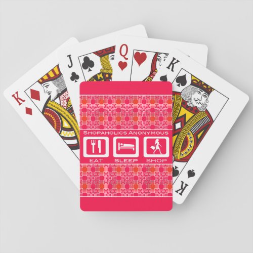 Pink Funny Shopaholic Eat Sleep Shop Award Poker Cards