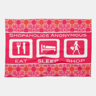 Pink Funny Shopaholic Eat Sleep Shop Award Towel