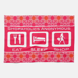 Pink Funny Shopaholic Eat Sleep Shop Award Towel