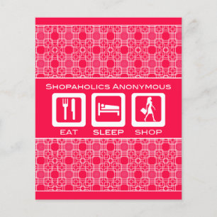 Pink Funny Shopaholic Eat Sleep Shop Promotional Flyer