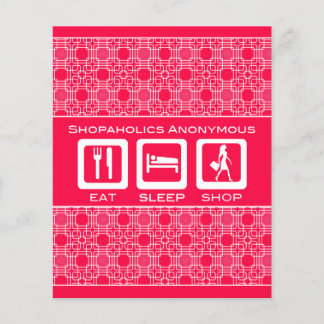 Pink Funny Shopaholic Eat Sleep Shop Promotional Flyer