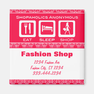 Pink Funny Shopaholic Eat Sleep Shop Promotional Magnet