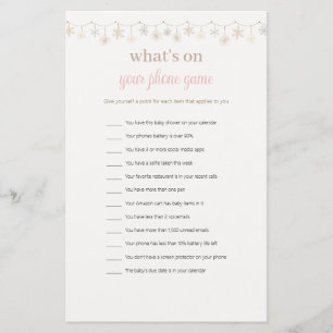 Pink Funny What's on Your Phone Baby Shower Game