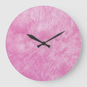 Pink Fur Frenzy Large Clock