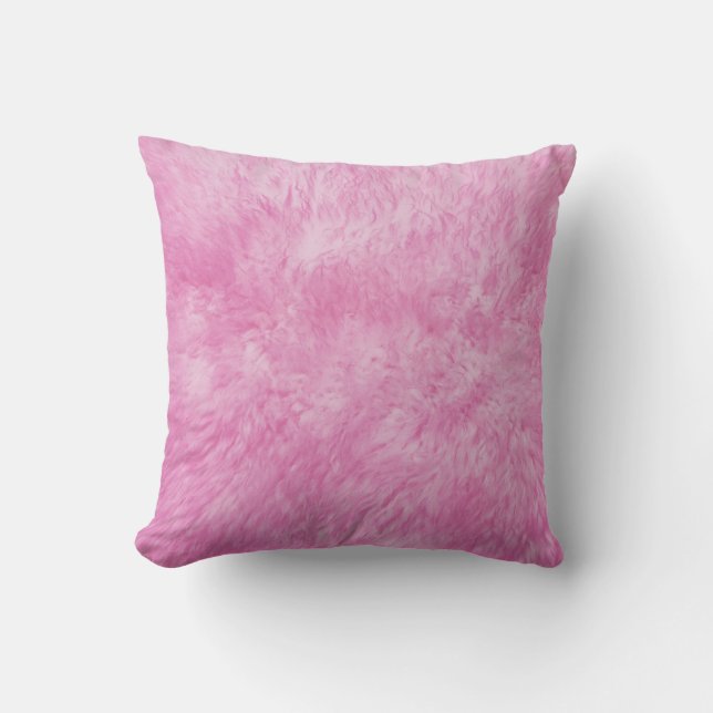 Pink Fur Frenzy Throw Pillow (Front)