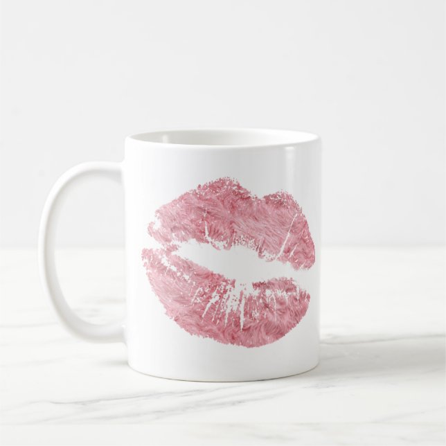 Pink Fur Lips Pretty Fun Coffee Mug (Left)