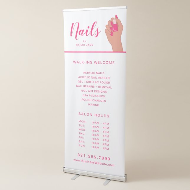 Pink Fuschia Hand Nails Polish Nail Salon Business Retractable Banner (3/4)