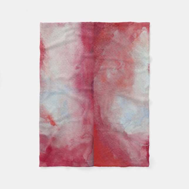Pink Fusion Watercolor Art Fleece Blanket (Front)