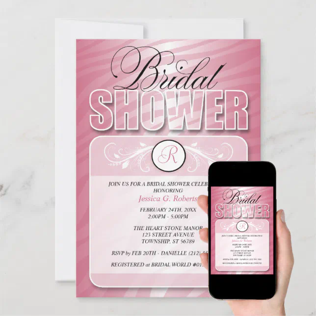 Pink Fusion Zebra Print Bridal Shower Invitations 