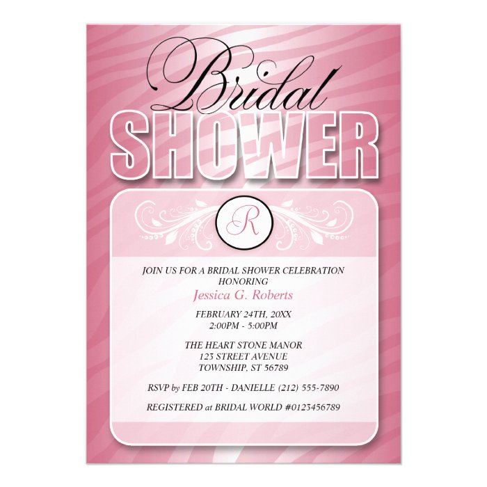 Pink Fusion Zebra Print Bridal Shower Invitations