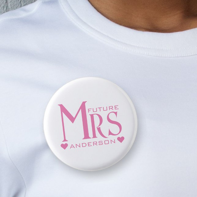 Pink Future Mrs Engagement Party Bridal Shower Button (Pink Future Mrs Engagement Party Bridal Shower Button)