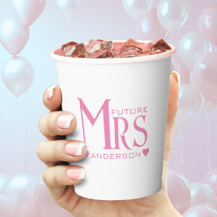 Pink Future Mrs Engagement Party Bridal Shower Paper Cups