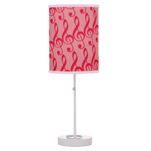 pink g-clefs musical notes pattern table lamp