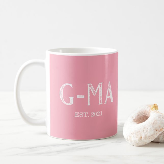 Pink G-Ma Year Established Coffee Mug (With Donut)