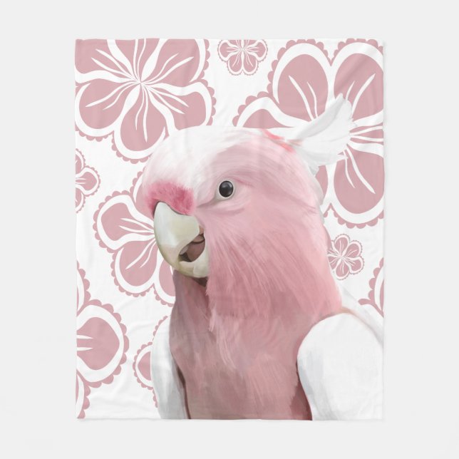 Pink Galah Cockatoo   Fleece Blanket (Front)