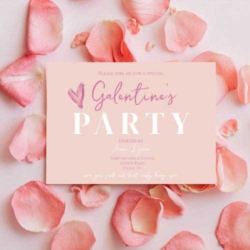 Pink Galantines Girl Friends Party Invitation