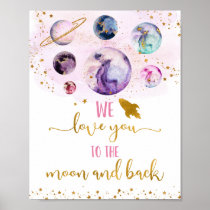 Pink Galaxy Love You To The Moon And Back Birthday Poster