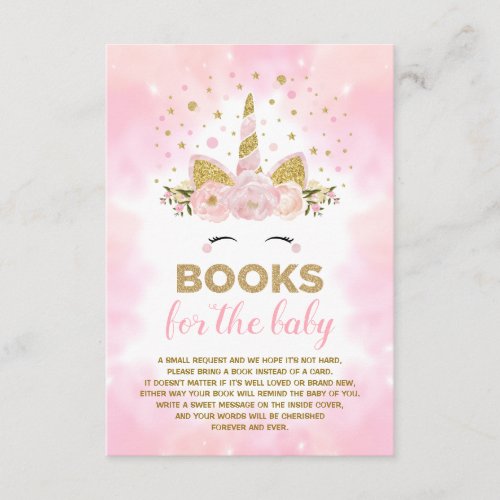 Pink Galaxy Magical Unicorn Celestial Bring a Book Enclosure Card