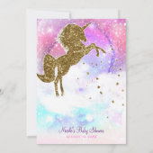 Pink Galaxy Magical Unicorn Sparkle Baby Shower Invitation (Back)