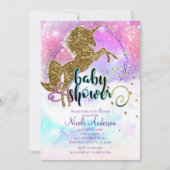 Pink Galaxy Magical Unicorn Sparkle Baby Shower Invitation (Front)