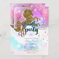 Pink Galaxy Magical Unicorn Sparkle Slumber Party Invitation